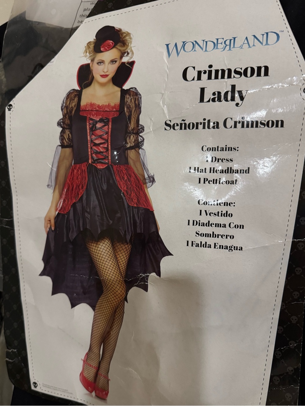 WONDERLAND Crimson Lady Costume - Red and Black size M